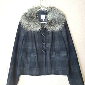 Halogen Wool Faux Fur Toggle Jacket
